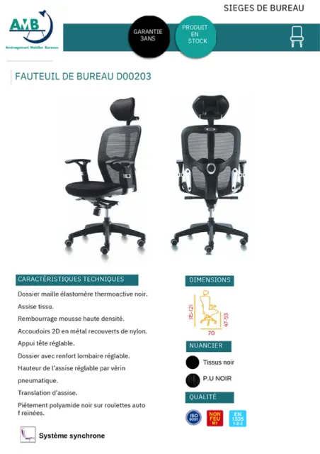 Fauteuil opératif D00203 — Fauteuil opératif