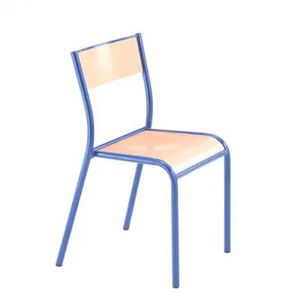 Chaise scolaire hêtre/bleu