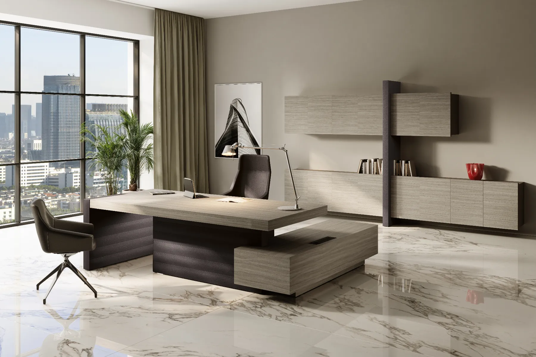 Bureau de direction JERA aménagé avec ses rangements assortis